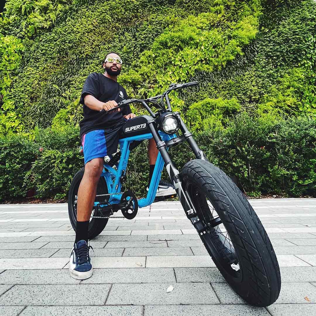 R-Series bike parked on a downtown block